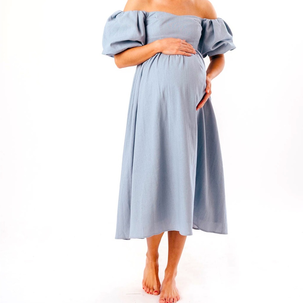 HAMILTON MIDI DRESS IN DENIM BLUE - BUMP FRIENDLY (M)